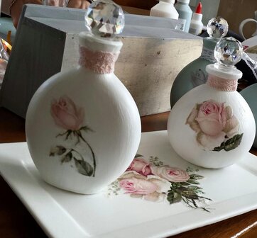Wit/roze decoratie setje